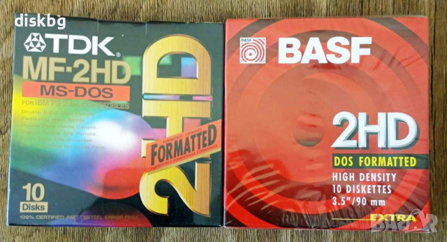 Нови дискети BASF TDK, 1.44MB, 3,5" - фабрично запечатани в целофан по 10 броя в кутия, снимка 1 - Други - 45025385