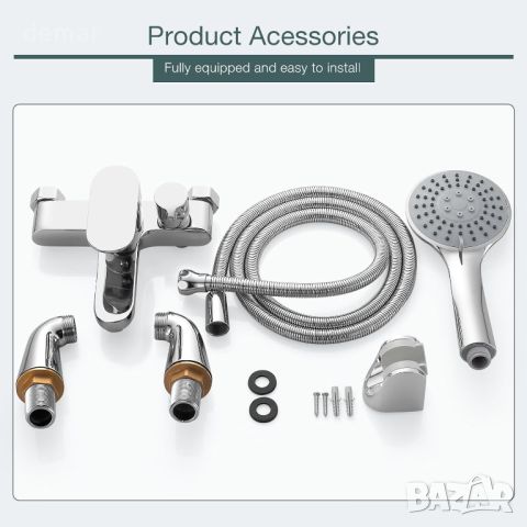 Смесител за вана с душ слушалка Модерен едноръкохватков, 3 режима, 1,5 м маркуч за душ, снимка 6 - Смесители - 45636040