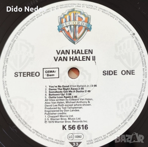 Грамофонна Плоча (Van Halen - Van Halen II), снимка 3 - Грамофонни плочи - 51979920