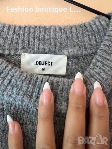 Сива вълнена рокля с дълъг ръкав М размер на марката Object с буфан ръкав 🩶🩶🩶, снимка 3 - Рокли - 52278425