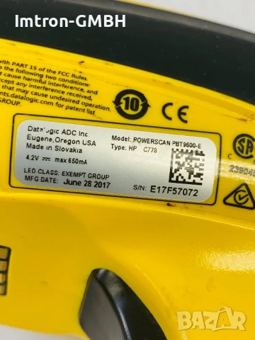 Баркод скенер Datalogic PowerScan 2D PBT9500-E HP C778 Auto Range, 2D, USB, Bluetooth,  POS, снимка 5 - Други машини и части - 50947203