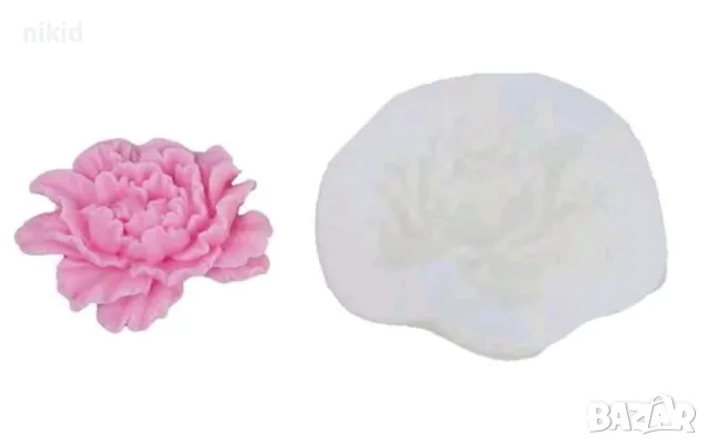 3D Розов Божур цвете силиконов молд форма фондан смола гипс шоколад декор, снимка 2 - Други стоки за дома - 49472999