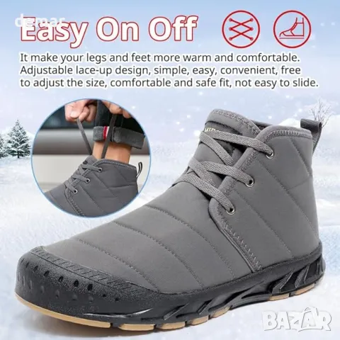DAZFE Мъжки зимни ботуши, топли водоустойчиви зимни ботуши с кожена подплата, снимка 5 - Мъжки ботуши - 49901767