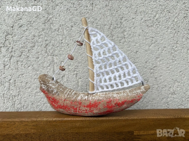 Дървена лодка, снимка 4 - Декорация за дома - 54072525