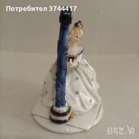 РЯДКА НАХОДКА АНТИЧНА ПОРЦЕЛАНОВА СТАТУЕТКА Vintage Dresden Lace Doll МОМИЧЕТО КОЕТО СВИРИ НА АРФА , снимка 8 - Статуетки - 46189131