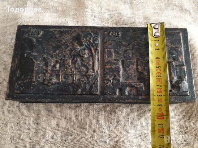 Стара метална чугунунена релефна лята  кутия, снимка 8 - Антикварни и старинни предмети - 45495067