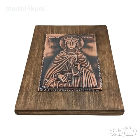 МЕДНА ИКОНА СВЕТА ЕКАТЕРИНА, снимка 3 - Икони - 54289648