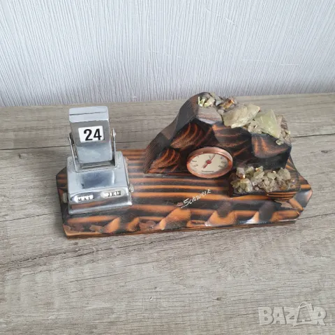 Стар механичен календар и термометър, снимка 4 - Колекции - 50169640