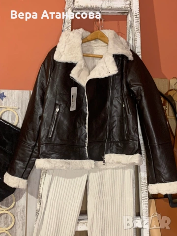 👜 Зимно кожено яке в тъмнокафяв цвят🥾