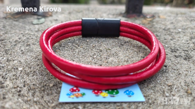 Дамски гривни от естествена кожа и стомана. Идея за подарък. Бижута Луди гъби.