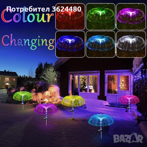 Соларна LED лампа за градина с дизайн на медуза 4469, снимка 5 - Соларни лампи - 52567531