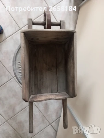 Ръчно изработена декоративна дървена каручка 70см., снимка 4 - Антикварни и старинни предмети - 51028338