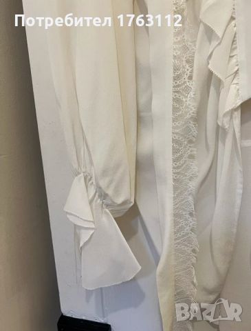 Бяла копринена луксозна блуза The Kooples, размер S-M, снимка 2 - Ризи - 46431475