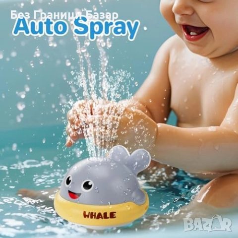 Нова Играчка за баня кит – воден фонтан + LED светлини, USB за 1–3 г., снимка 4 - Образователни игри - 53692068