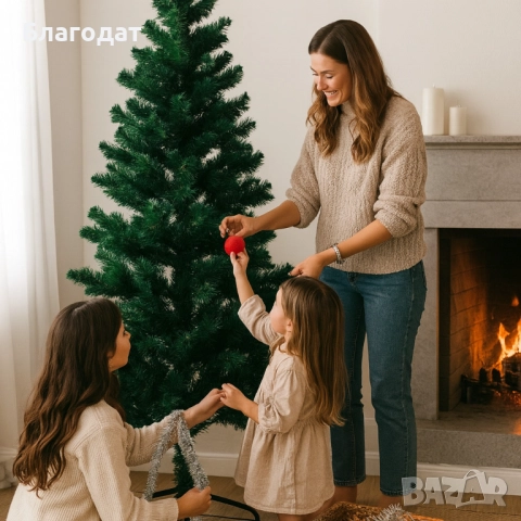 Коледна елха с естествен вид и лесен монтаж - 180см