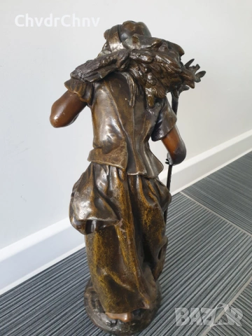 45см-3кг Moreau ЦAM статуетка/стара френска скулптура/фигура на жена-жътварка, снимка 4 - Статуетки - 53480960