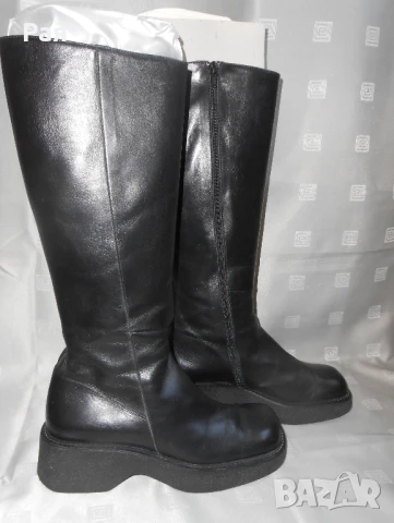 Черни кожени ботуши Romanelli, снимка 3 - Дамски ботуши - 50676891