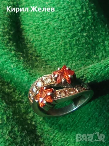 ШАРМАНТЕН СКЪПОЦЕНЕН СРЕБЪРЕН ПРЪСТЕН СРЕБРО 925 със ЗВЕЗДИЧКИ от ГРАНАТ и БЛЕСТЯЩИ ЦИРКОНИ 47491, снимка 17 - Пръстени - 49273093