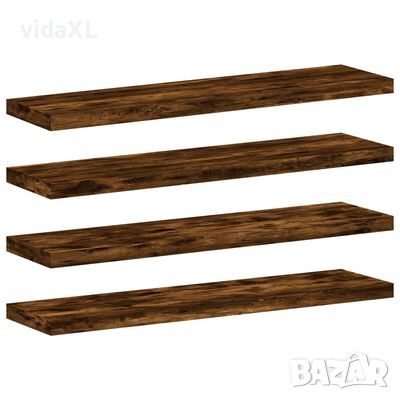 vidaXL Стенни рафтове 4 бр опушен дъб 40x10x1,5 см инженерно дърво(SKU:838195