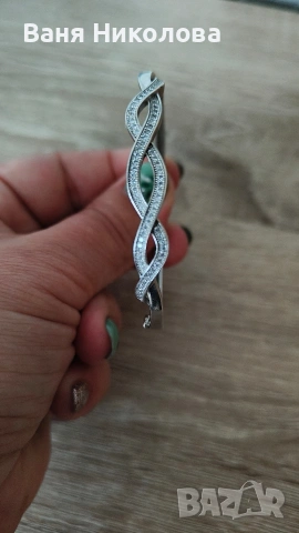 Твърда сребърна гривна , снимка 2 - Гривни - 54017324