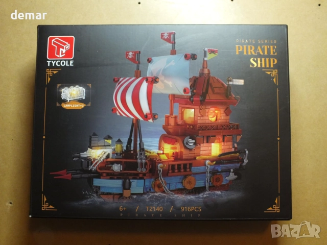 Комплект за сглобяване на пиратски кораб (916 части) с LED светлини, снимка 8 - Образователни игри - 52720459