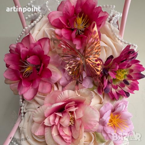 Луксозна Розова Чанта със Цветя 🌸, снимка 2 - Изкуствени цветя - 45681815