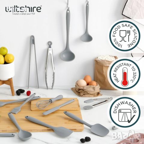 Wiltshire Комплект силиконови кухненски щипки 18 см,неръждаема стомана, топлоустойчиви,21x3,2x2,7 cm, снимка 3 - Прибори за хранене, готвене и сервиране - 45674940