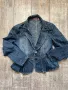 Дамско дънково кокетно яке тип сако ежедневно елегантно еластичен син  деним , снимка 1