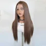 Кафява права лейс фронт перука Lace front 70 см, снимка 2