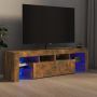 ТВ шкаф с LED осветление, опушен дъб, 140x36,5x40 см  , снимка 4