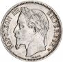 Монета Франция 1 Франк 1867-ВВ Наполеон III, снимка 2