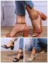 Дамски сандали на ток с плетени кожени каишки, 3цвята , снимка 1