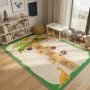 Детски килим за игра 120х160см - Бял килим с динозавър и дама-палма, противоплъзгащ и миещ се, снимка 2