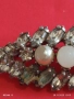 Винтидж Чешка брошка с кристали и перли 42385, снимка 3