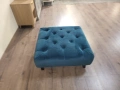 Синя табуретка от плат тип Честърфийлд, снимка 4