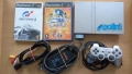 Sony PlayStation 2 Slim Silver Edition с чип ModBo + Gran Turismo 4 + Sega Superstars, снимка 1