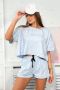 Дамски памучен комплект блуза + къси панталонки, 5цвята , снимка 2