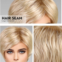 WOKESTAR Къса слоеста медено руса перука за жени, синтетична, снимка 5 - Аксесоари за коса - 44988458