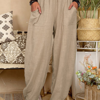 Дамски широки панталони с джобове, 9цвята , снимка 2 - Панталони - 45036252