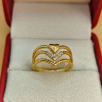 Позлатен дамски пръстен Сърце медицинска стомана модели, снимка 4 - Пръстени - 45198247