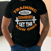 Тениска с декоративен печат - Training Because Zombies Get The Slow Ones, снимка 1 - Тениски - 45035828