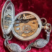 Старинен Османски джобен часовник с кюстек, снимка 4 - Антикварни и старинни предмети - 45135586