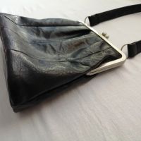 Orient Express винтидж дамска кожена чанта за рамо в черен цвят, снимка 4 - Чанти - 45270551