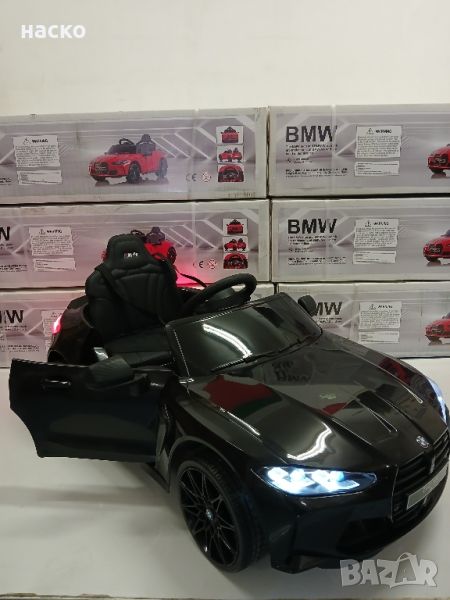 Акумулаторна кола BMW M4 с меки гуми и кожена седалка 12v, снимка 1