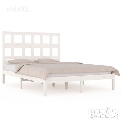 vidaXL Рамка за легло, бяла, бор масив, 180x200 cм, Super King（SKU:3104494, снимка 1