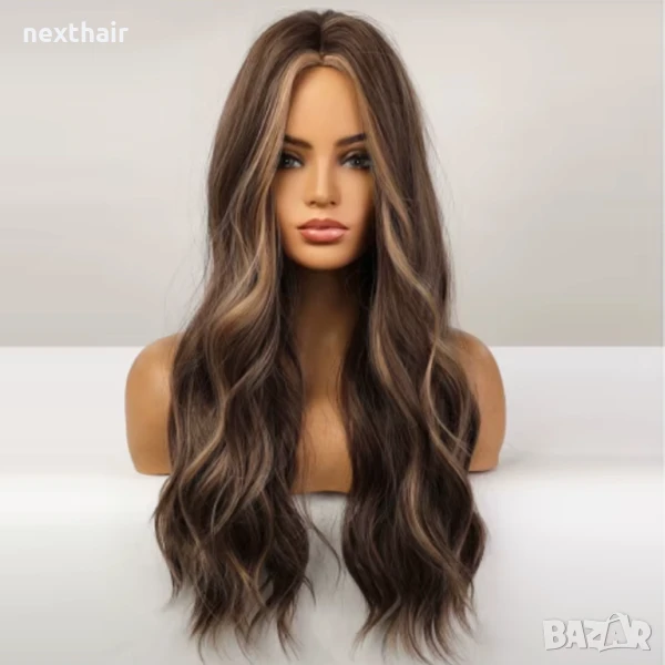 Черна перука с руси кичури на път, снимка 1