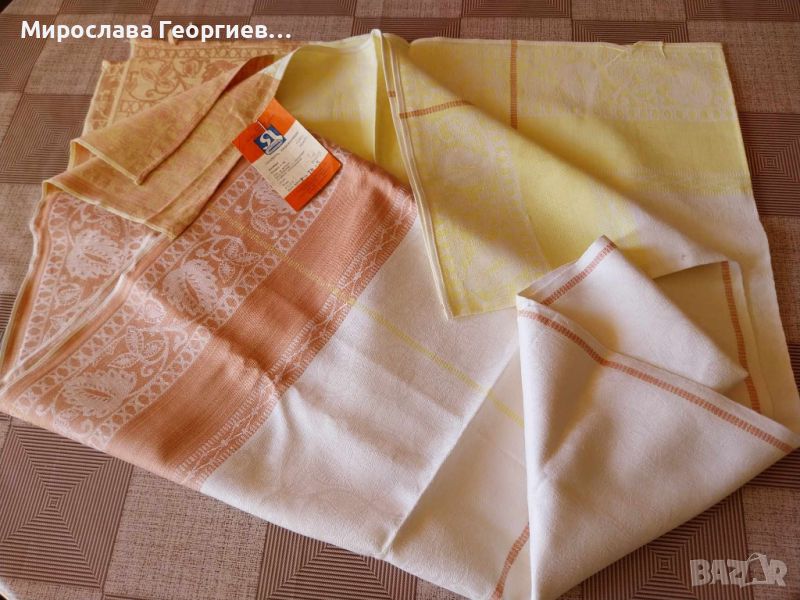 Руска покривка от 70те, с етикет, неизползвана, състав: лен и памук,  140 см х 170 см, , снимка 1