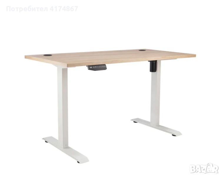 Височинно регулируемо бюро Ergo Desk - бялa база + Плот 158x80x2.5 Дъб Небраска натур, снимка 1