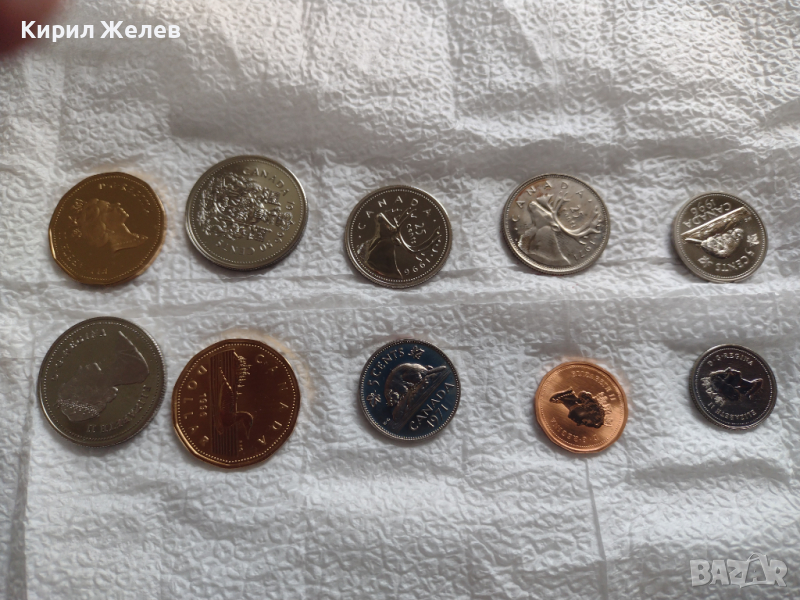 Лот монети 10 броя Канадски долари, центове непипани мат гланц перфектно състояние 42643, снимка 1