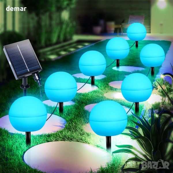 Mexllex 5 LED соларни лампи за градина, 7 RGB променящи се цвята, глобуси, снимка 1